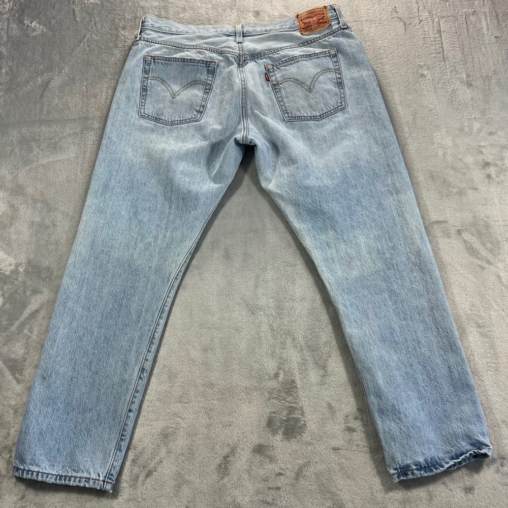 LEVI'S501 CT Jeans Women 36x28 Light Wash Good Distressed Ripped Tapered Custom
